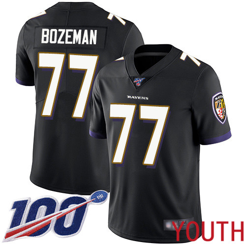 Baltimore Ravens Limited Black Youth Bradley Bozeman Alternate Jersey NFL Football #77 100th Season Vapor Untouchable->women nfl jersey->Women Jersey